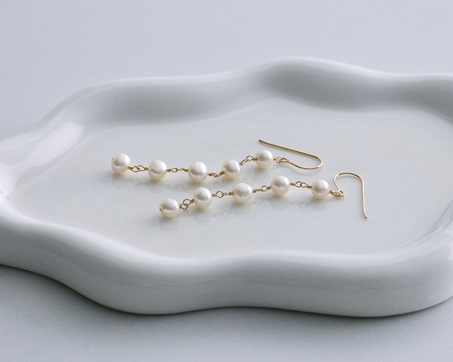 Five Pearl Drop Earrings