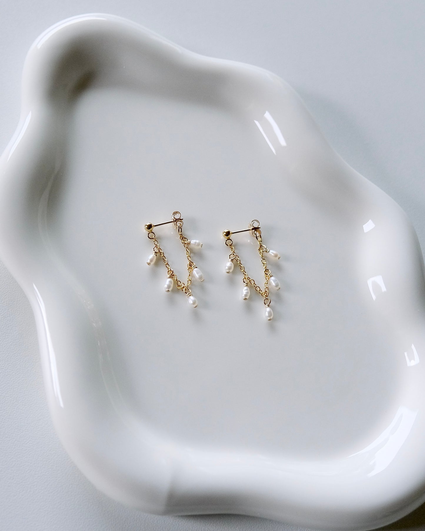 Delicate Pearl Chain Earrings