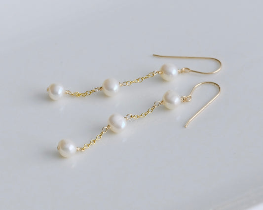 Trinity Pearl Drop Earrings