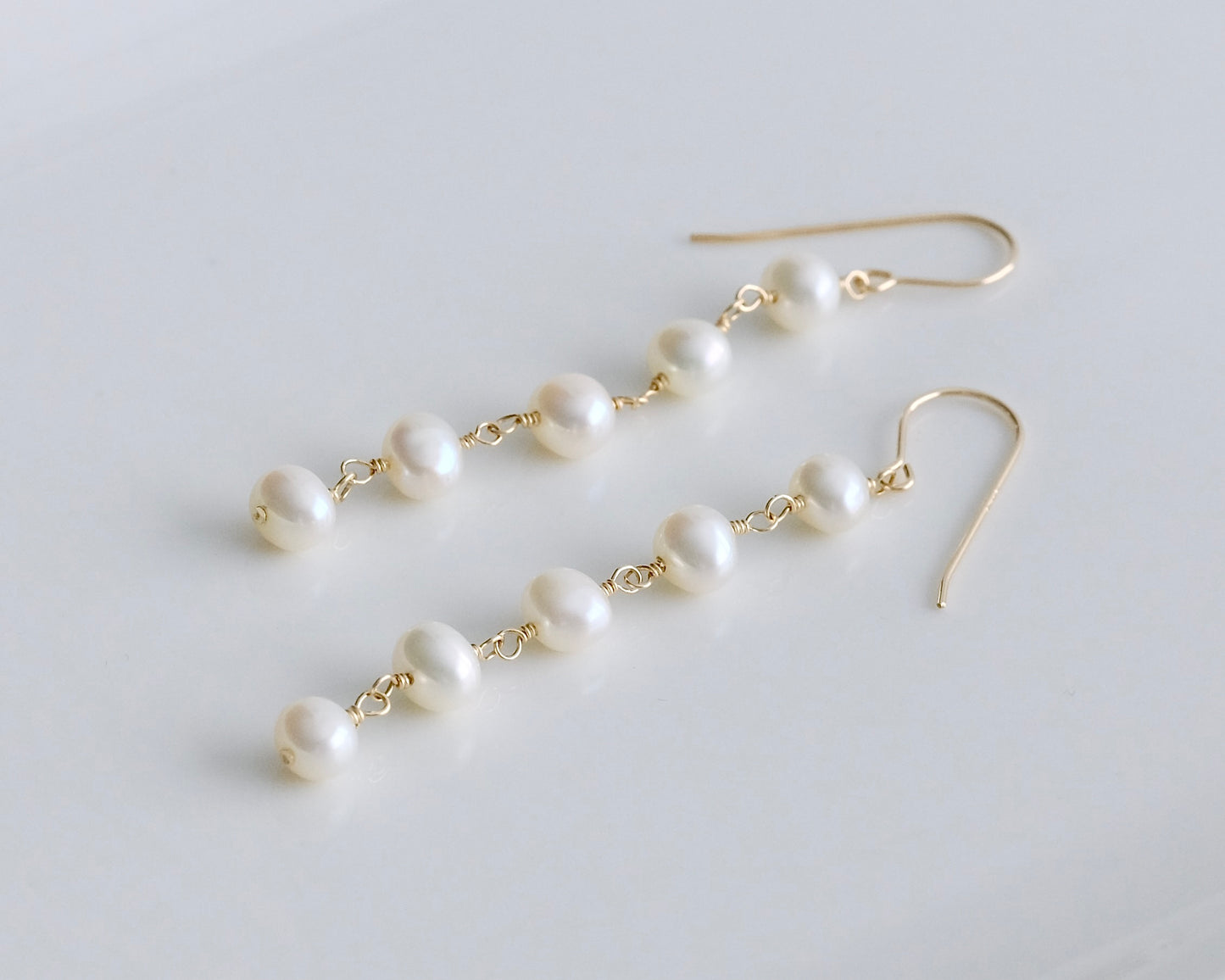 Five Pearl Drop Earrings