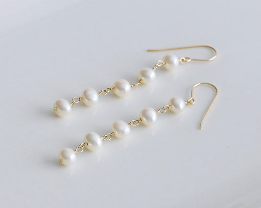 Five Pearl Drop Earrings