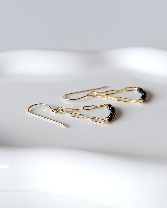 Black Spinel Arc Earrings