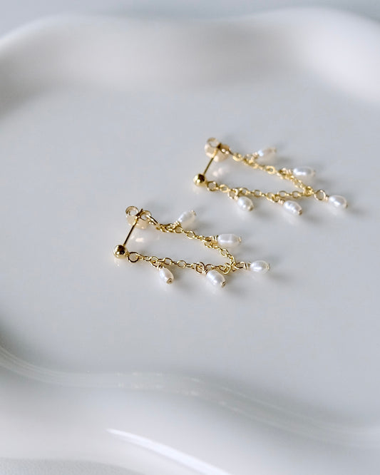 Delicate Pearl Chain Earrings