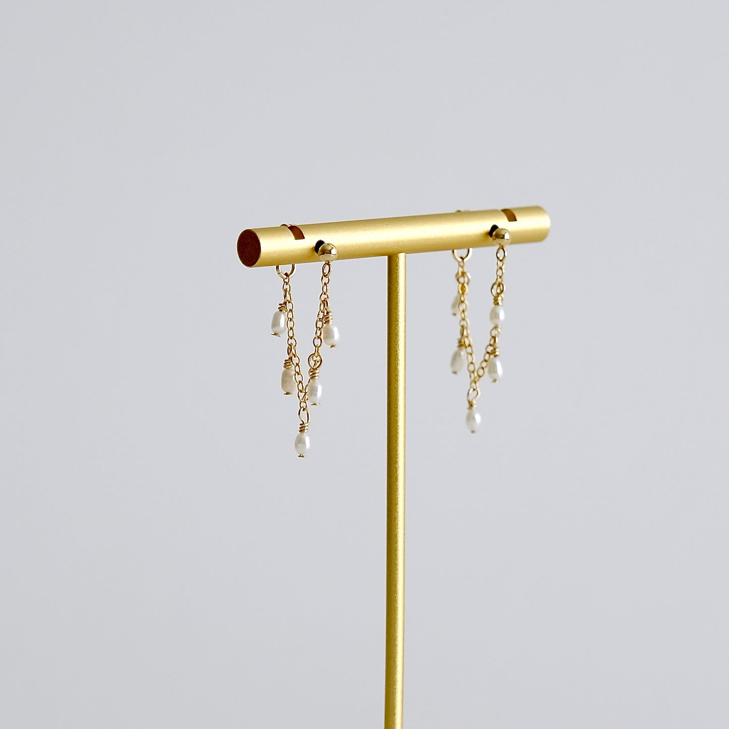 Delicate Pearl Chain Earrings