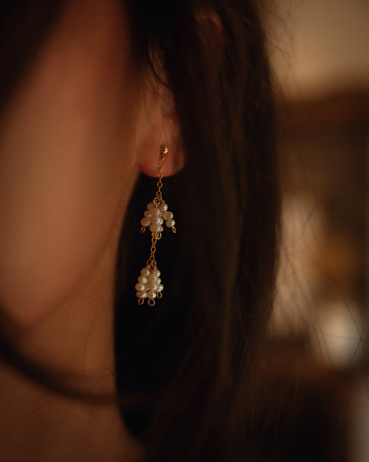 Floral Cluster Pearl Earrings