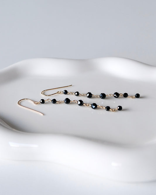 Black Spinel Cascade Earrings