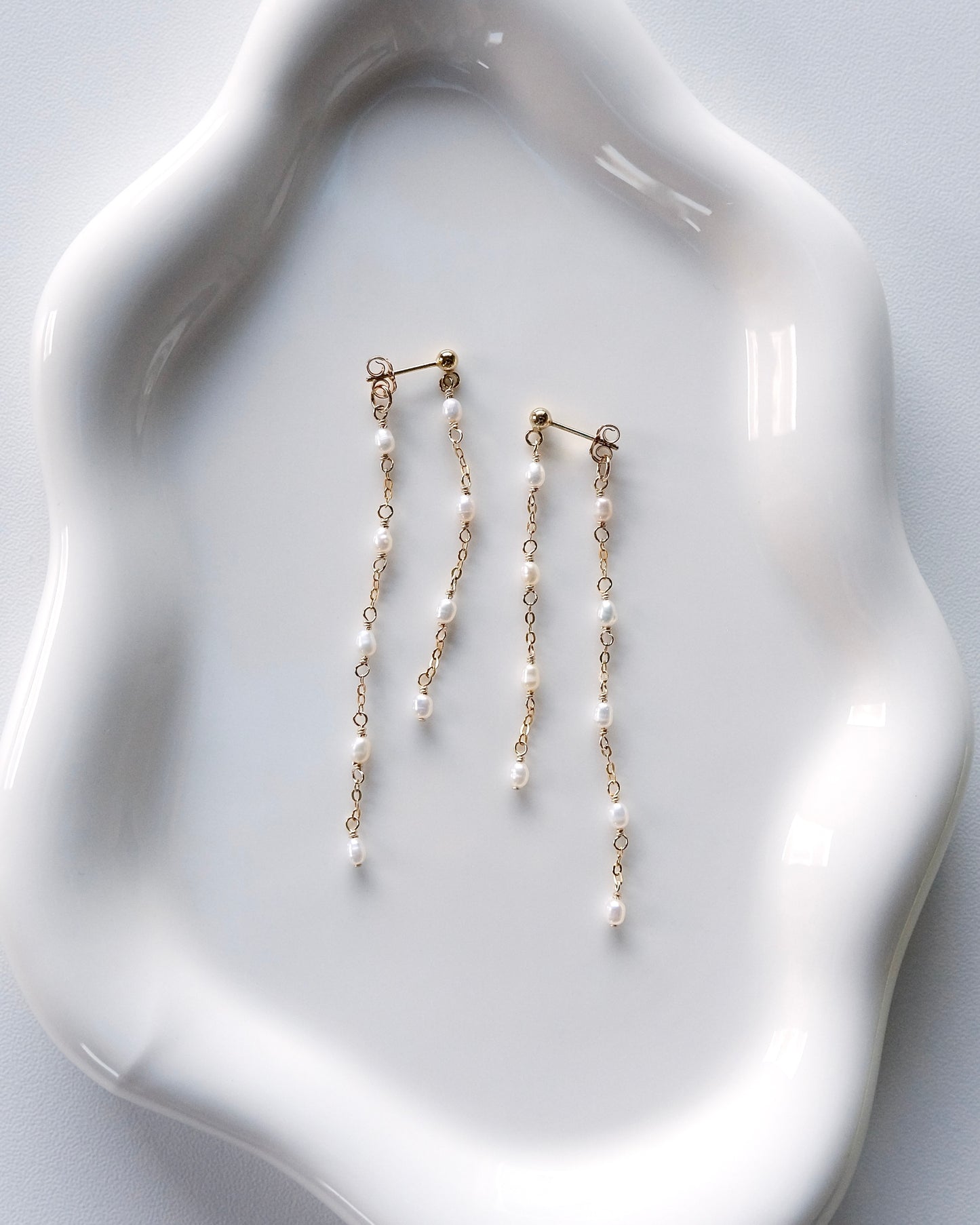 Pearl Luminous Veil Earrings (2WAY)