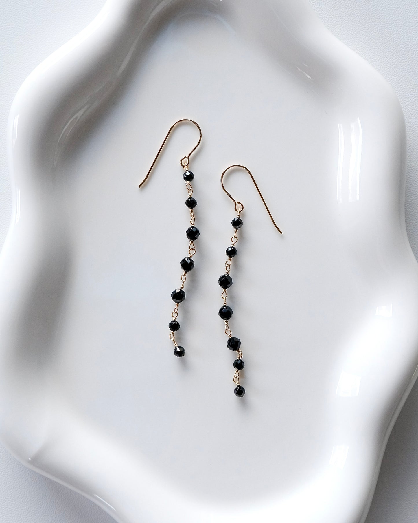 Black Spinel Cascade Earrings
