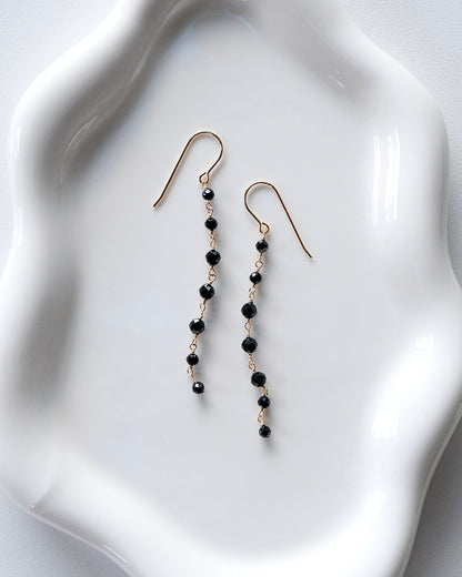 Black Spinel Cascade Earrings