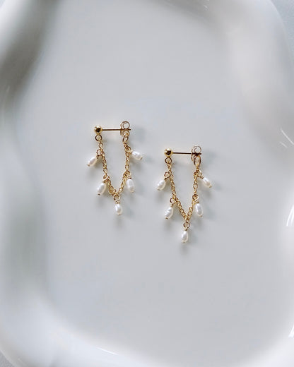 Delicate Pearl Chain Earrings
