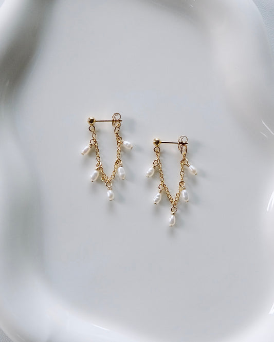 Delicate Pearl Chain Earrings