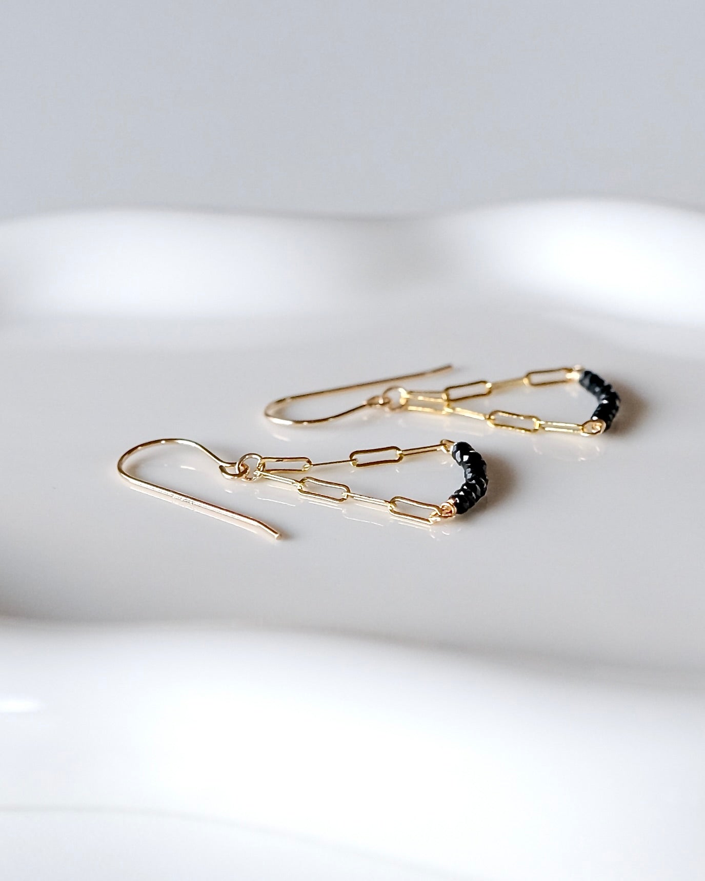 Black Spinel Arc Earrings