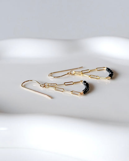 Black Spinel Arc Earrings