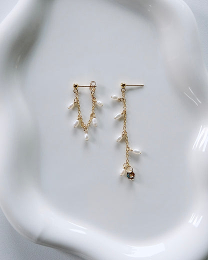 Delicate Pearl Chain Earrings