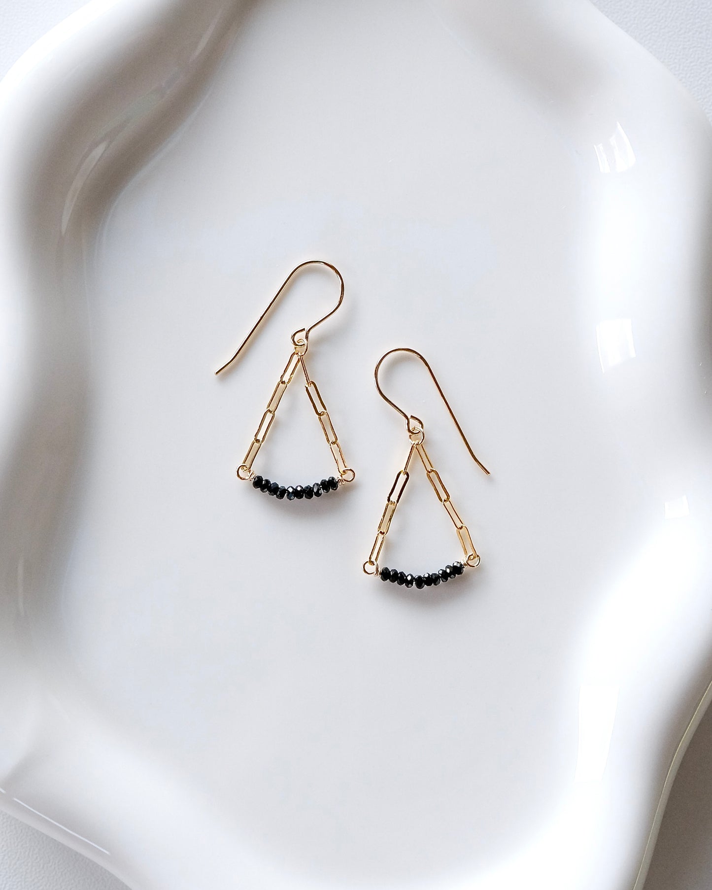 Black Spinel Arc Earrings