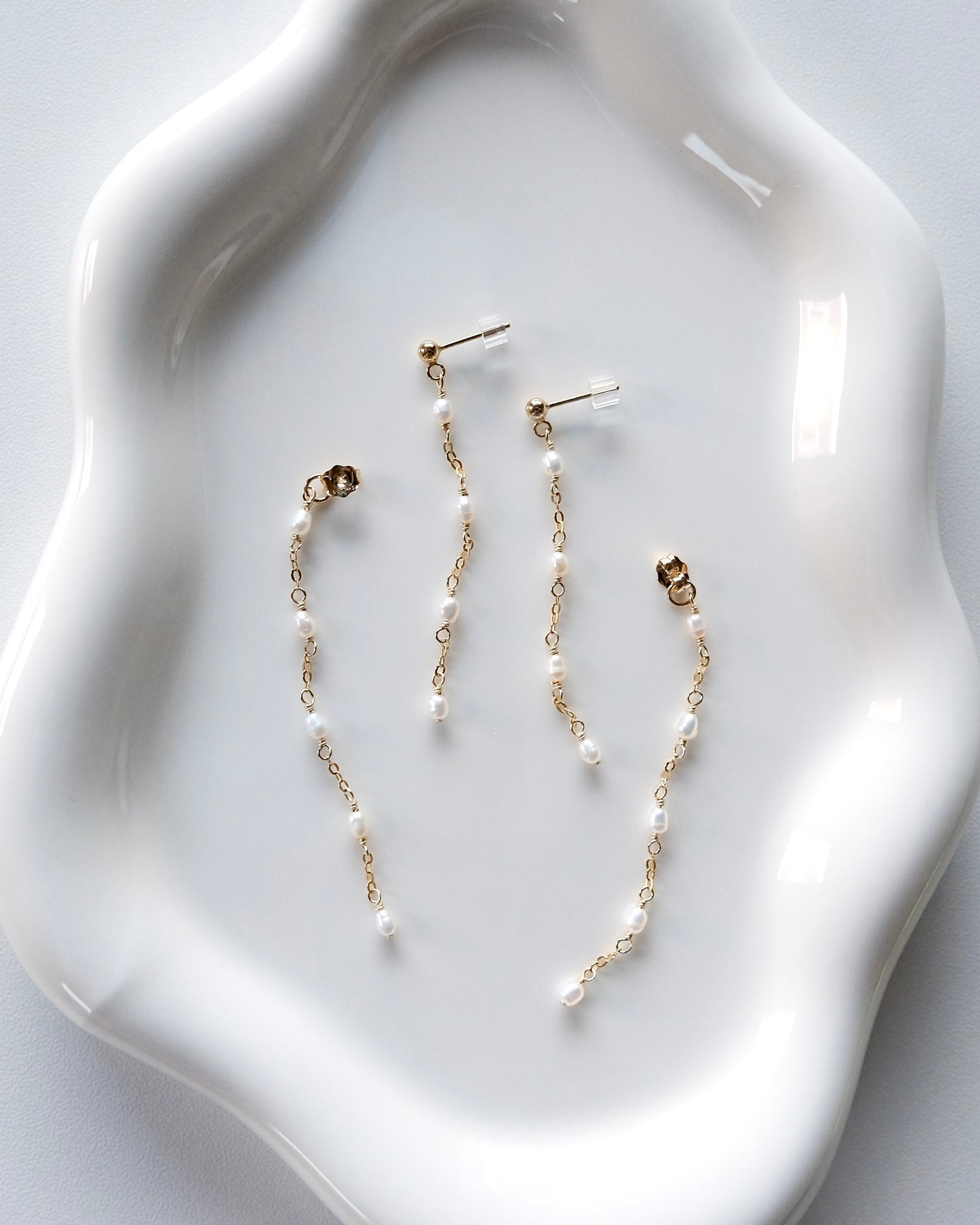 Pearl Luminous Veil Earrings (2WAY)
