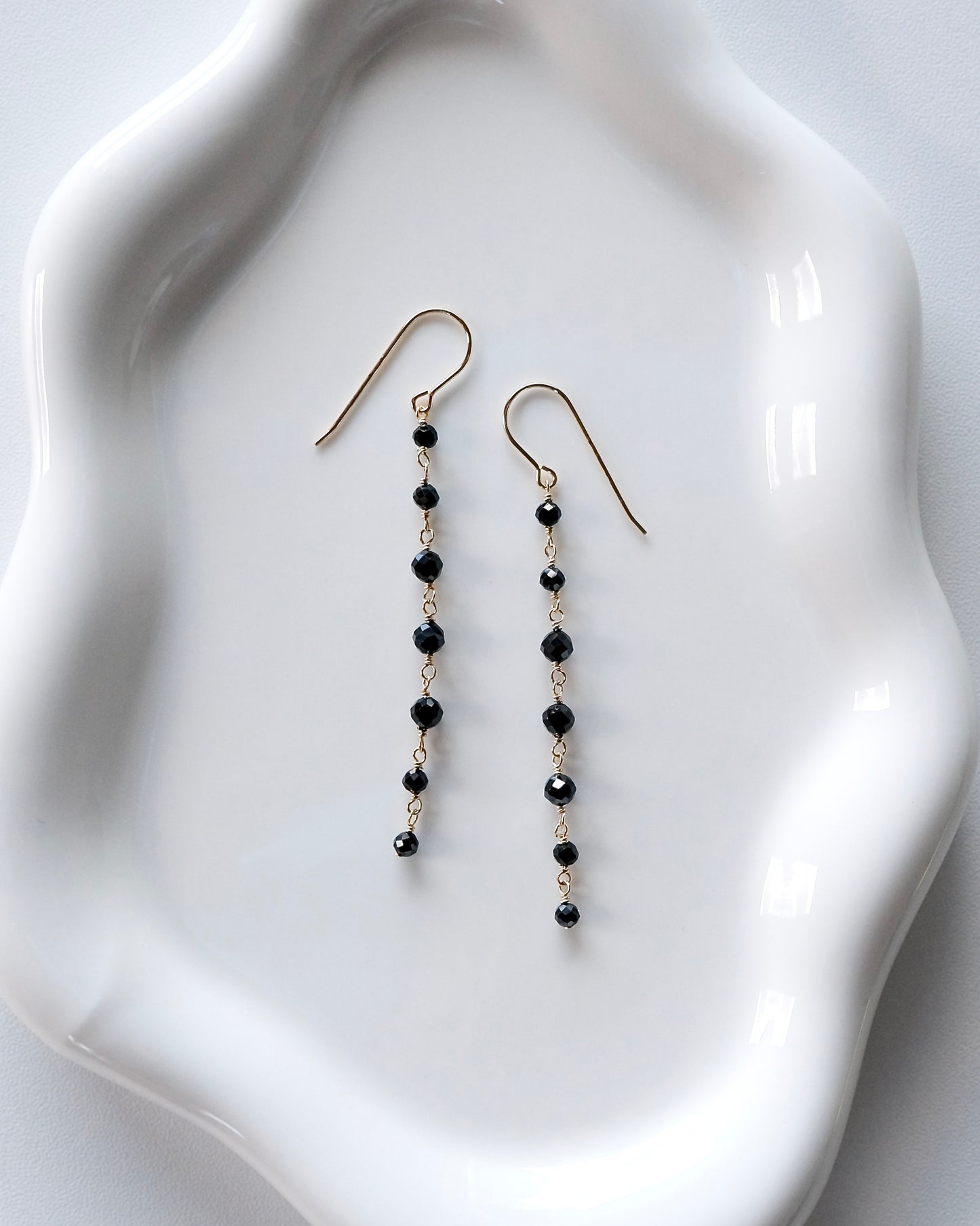 Black Spinel Cascade Earrings