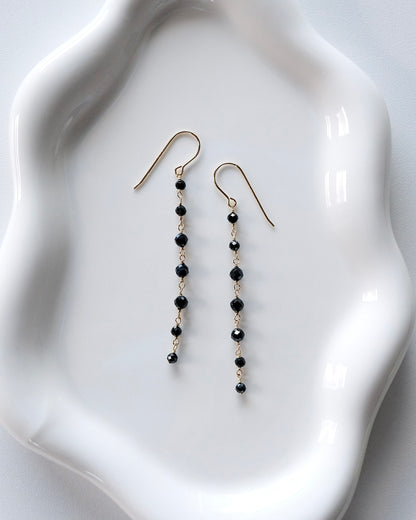 Black Spinel Cascade Earrings