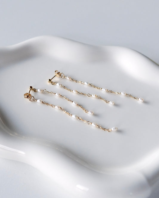 Pearl Luminous Veil Earrings (2WAY)