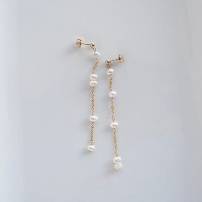 Delicate Long Pearl Earrings