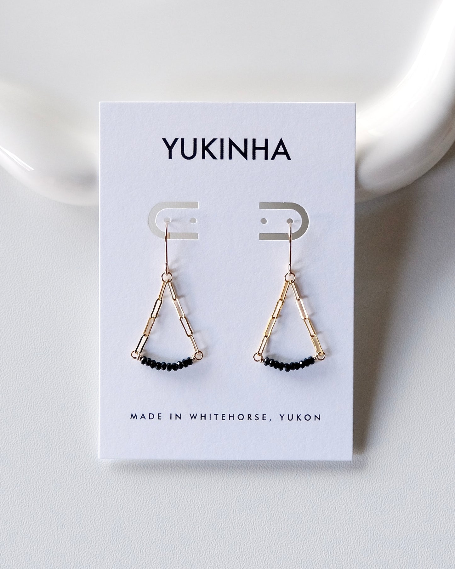 Black Spinel Arc Earrings