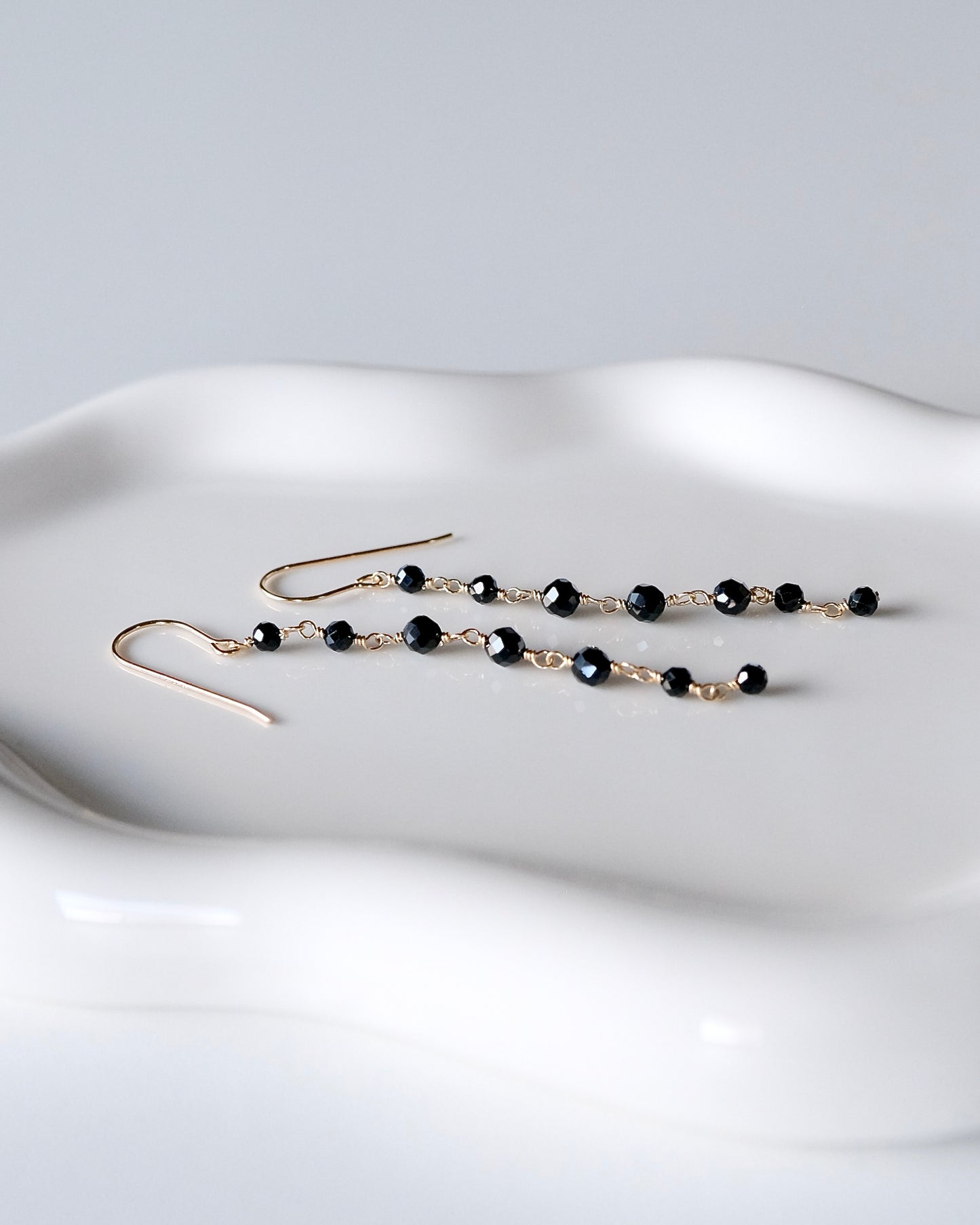 Black Spinel Cascade Earrings