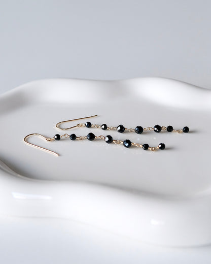 Black Spinel Cascade Earrings