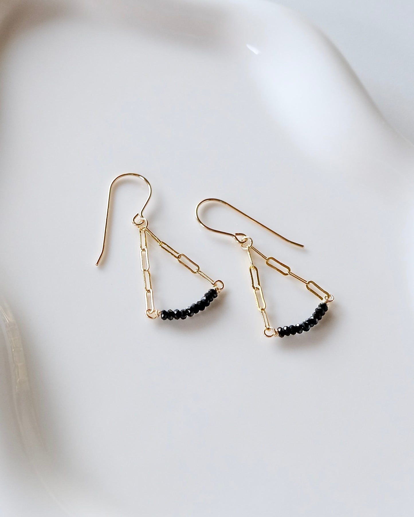 Black Spinel Arc Earrings