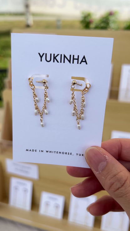 Delicate Pearl Chain Earrings
