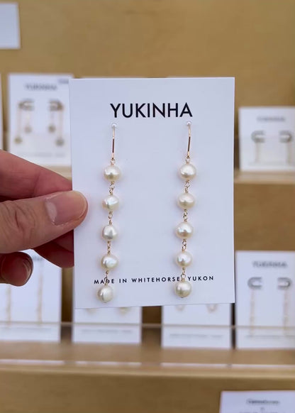 Five Pearl Drop Earrings